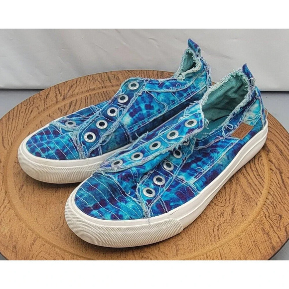 Blowfish Malibu Play Turquoise Tie Dye Denim Slip-On Shoes Women's 6.5 ZS-0061 - Picture 8 of 13